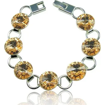 Náramek Swarovski Elements Rivoli 12mm - Rhodiovaný náramek oranžový 33111.1 Light Peach (meruňková, oranžová velmi světlá)