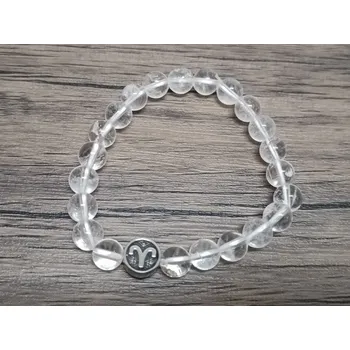 Náramek Abatoni dámský / pánský náramek Křišťál EXTRA 8mm se znamením zvěrokruhu Beran (lat. Aries)