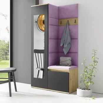 Předsíňová stěna Předsíňová stěna Emi 13 - dub/černá Barva panelů: Fialová - Trinity 11