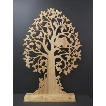 AMADEA Maxi dekorace strom z masivu se sovami 150 cm