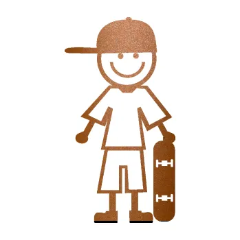 samolepka Cartoon family kluk 003 pravá skateboardista (44 - měděná metalíza) SAMOLEPKA NA AUTO, NÁLEPKA, FÓLIE, POLEP, TUNING, VLASTNÍ TEXT, TISK, AUTOSAMOLEPKY.cz, POLEPY, OBRÁZEK, LOGO, 3D STICKERS