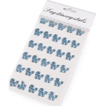 Samolepicí ozdoby na lepicím proužku, barva 3 modrá světlá kočárek