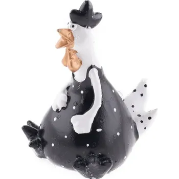 Party dekorace Kohout 12cm bílo-černý, plastový