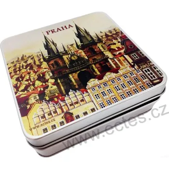 Dóza na potraviny PRAHA TÝNSKÝ CHRÁM plechová dóza stříbrná PL406VT kostel Matky Boží před Týnem