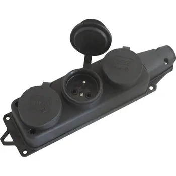 Elektrická zásuvka Zásuvka 3-násobná IP44 16A 250V černá