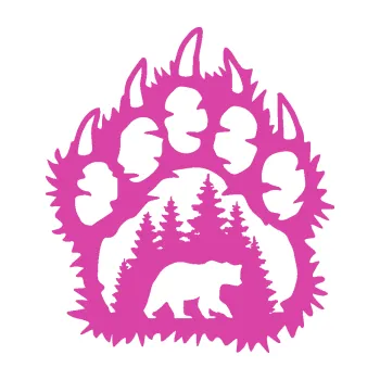 Samolepící dekorace Medvěd 010 pravá tlapa s krajinou (16 - růžová) SAMOLEPKA NA AUTO, NÁLEPKA, FÓLIE, POLEP, TUNING, VLASTNÍ TEXT, TISK, AUTOSAMOLEPKY.cz, POLEPY, OBRÁZEK, LOGO, 3D STICKERS