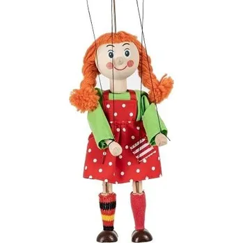 loutka Moravská Ústředna Holka copatá 20 cm, dřevěná loutka