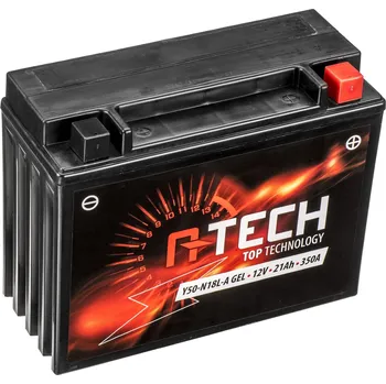 Motobaterie Baterie 12V, Y50-N18L-A GEL (12N18-3A) 21Ah, 350A, bezúdržbová GEL technologie 205x87x162 A-TECH (aktivovaná ve výrobě)