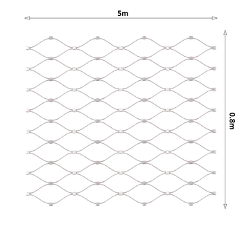 Pletivo KOVIAN, s.r.o. Nerezová lanková sieť, 0,8m x 5m (šxd), oko 50x50 mm, hrúbka lanka 2mm, AISI316 (V nerozloženom stave má sieť 5,82m)