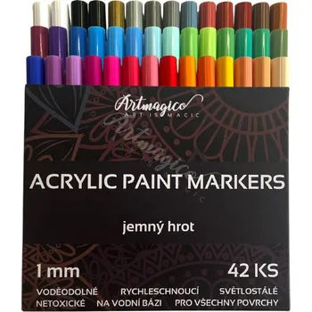 Kancelářské potřeby Artmagico akrylový popisovač s jemným hrotem (1 mm) 42 ks (Luxusní sada akrylových popisovačů s tenkým vyměnitelným hrotem (1 mm), která potěší profesionály i příležitostné malíře. Sada obsahuje 42 kusů popisovačů.)