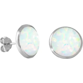 Náušnice GEMMAX Opálové náušnice z bílého zlata Ø 11 mm – zlatý šperk ryzosti 585/1000 v Dárkovém balení s Certifikátem GLEWO-27091