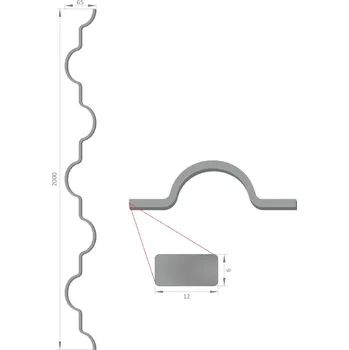 Zábradlí KOVIAN, s.r.o. Mřížová výplň HLADKÁ, 12 x 6 mm, 2000 x 65 mm