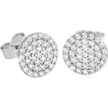 Náušnice GEMMAX Puzetové náušnice z bílého zlata poseté zirkony Ø&nbsp;9&nbsp;mm – zlatý šperk ryzosti 585/1000 v Dárkovém balení s Certifikátem GLEWB-02771