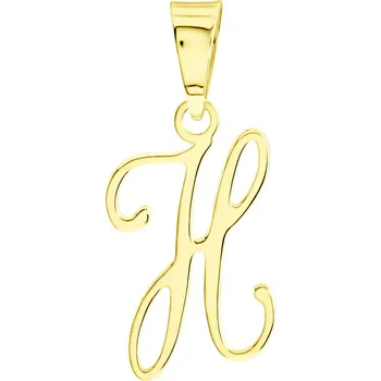 Přívěsek GEMMAX Original – garance kvality Velký zlatý přívěsek Písmeno H - psací – zlatý šperk ryzosti 585/1000 v Dárkovém balení s Certifikátem GUPYN-42171