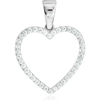 Přívěsek GEMMAX Přívěsek z bílého zlata Srdce se zirkony – zlatý šperk ryzosti 585/1000 v Dárkovém balení s Certifikátem GLPWB-33701