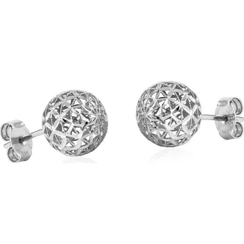 Náušnice GEMMAX Prořezávané kuličky Ø 8,7&nbsp;mm z bílého zlata – zlatý šperk ryzosti 585/1000 v Dárkovém balení s Certifikátem GLEWN-33661