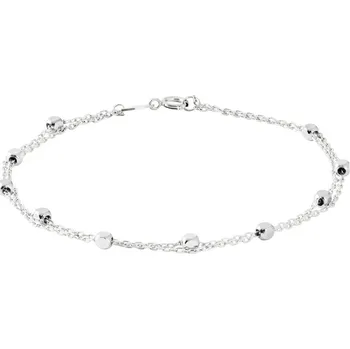 Náramek GEMMAX Řetízkový náramek z bílého zlata s korálky délka 18 cm – zlatý šperk ryzosti 585/1000 v Dárkovém balení s Certifikátem GLBWN-18-43641