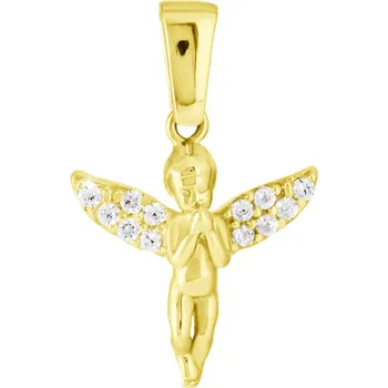 Přívěsek GEMMAX Zlatý přívěsek Andělíček se zirkony – zlatý šperk ryzosti 585/1000 v Dárkovém balení s Certifikátem GLPYB-35661