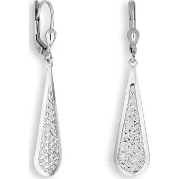 Náušnice GEMMAX 50 Zlaté náušnice - bílá kapka – zlatý šperk ryzosti 585/1000 v Dárkovém balení s Certifikátem GLEWN-83801