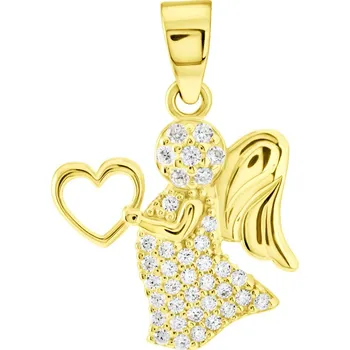 Přívěsek GEMMAX Zlatý přívěsek Andílek se srdíčkem – zlatý šperk ryzosti 585/1000 v Dárkovém balení s Certifikátem GLPYB-24231
