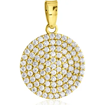 Přívěsek GEMMAX Minimalistický kulatý přívěsek se zirkony – zlatý šperk ryzosti 585/1000 v Dárkovém balení s Certifikátem GLPYB-32051