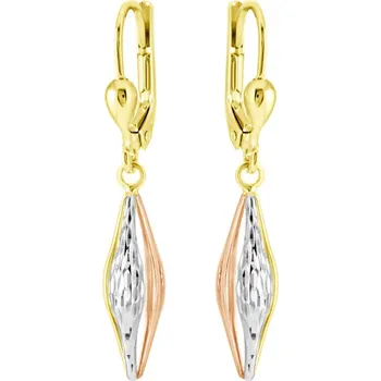 Náušnice GEMMAX Okouzlující visací náušnice ze žluto-bílo-růžového zlata – zlatý šperk ryzosti 585/1000 v Dárkovém balení s Certifikátem GLECN-85891