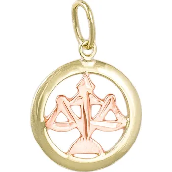 Přívěsek GEMMAX Original – garance kvality Zlatý přívěsek Váhy - měsíční znamení kolečko – zlatý šperk ryzosti 585/1000 v Dárkovém balení s Certifikátem GUPCN-69451