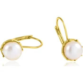 Náušnice GEMMAX Zlaté perlové náušnice na klapku - bílá perla Ø 7 mm – zlatý šperk ryzosti 585/1000 v Dárkovém balení s Certifikátem GLEYP-26901