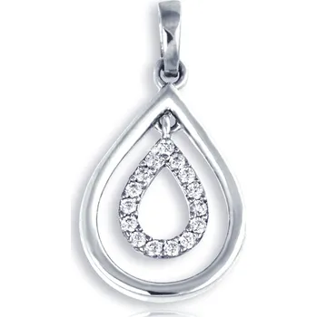 Přívěsek GEMMAX GLPWB2101 Zlatý přívěsek Slza v kapce - čiré bílé zirkony - bílé zlato – zlatý šperk ryzosti 585/1000 v Dárkovém balení s Certifikátem GLPWB-21011