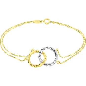 Náramek GEMMAX Zlatý řetízkový náramek s kroužky délka 18 cm – zlatý šperk ryzosti 585/1000 v Dárkovém balení s Certifikátem GLBCN-18-40561