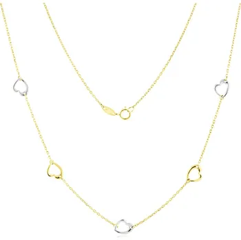 Náhrdelník GEMMAX Řetízkový zlatý náhrdelník se srdíčky délka&nbsp;50&nbsp;cm – zlatý šperk ryzosti 585/1000 v Dárkovém balení s Certifikátem GLNCN-50-23431