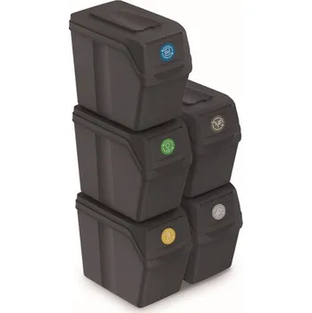 Odpadkový koš PROSPERPLAST Sada 5 odpadkových košů - SORTIBOX I, 5x20 l Barva: antracit