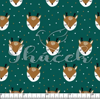 Zakázkový tisk, softshell, kočárkovina... Koloušek a puntíčky na petrolejové Látky k tisku: Teplákovina počesaná