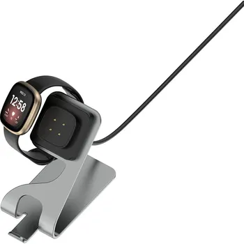 Ostatní příslušenství k chytrým hodinkám eses Nabíjecí stojánek pro Fitbit Versa 3 a 4, Sense 1 a 2 - Šedý