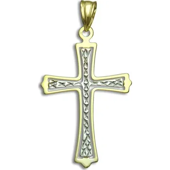 Přívěsek GEMMAX Zlatý přívěsek Křížek Moderní – zlatý šperk ryzosti 585/1000 v Dárkovém balení s Certifikátem GUPCN-81011