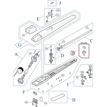 Pohon brány NICE PRTO06 kit vidlička s mosadznou maticou 5závit pre WG4024, TOONA rady 4/5/7