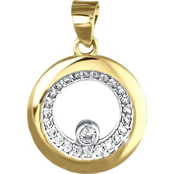 Přívěsek GEMMAX Zlatý kulatý přívěsek se zirkony, žluto-bílý – zlatý šperk ryzosti 585/1000 v Dárkovém balení s Certifikátem GLPCB-24281