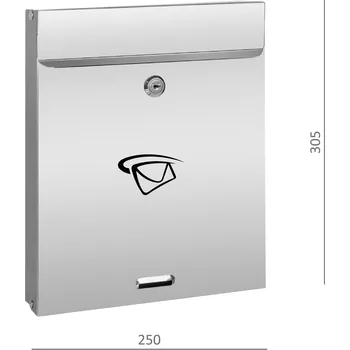 Poštovní schránka KOVIAN, s.r.o. Poštovní schránka (305x250x60 mm), vhoz (20x240 mm) max. formát listu: A4, leštěná nerez /AISI304