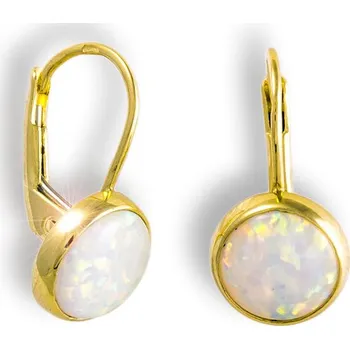 Náušnice GEMMAX Zlaté náušnice s Opálem – zlatý šperk ryzosti 585/1000 v Dárkovém balení s Certifikátem GLEYO-02541