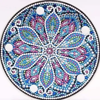 Diamantové malování Diamantové malování LED lampička mandala 15 cm modrá/fialová