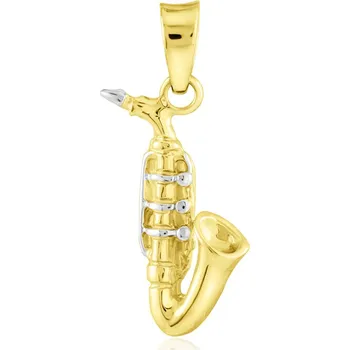 Přívěsek GEMMAX Zlatý přívěsek Saxofon – zlatý šperk ryzosti 585/1000 v Dárkovém balení s Certifikátem GUPCN-35101