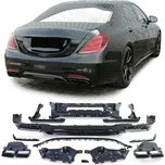 Sport Zadní difuzor s dvojitým koncovkami výfuku černá pro . Mercedes S Class W222 17-20