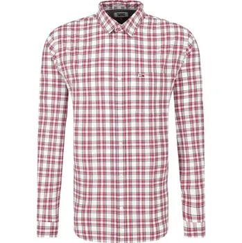 Pánská košile Tommy Jeans Košile TJM ESSENTIA | Barva:vínový | Velikost:L