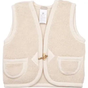 Dívčí vesta Vlnka Dětská vesta z ovčí vlny s knoflíky přírodní velikost oblečení S