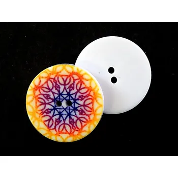Knoflík GU424, Plastový knoflík, mandala, růžový, 32" / 1 kus