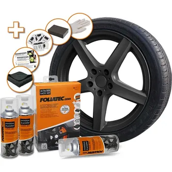 Autolak Sada barvy na ráfky Foliatec ve spreji 2C, 1200 ml, černá matná