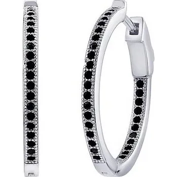 Náušnice Stříbrné kruhové náušnice MILLA 22 mm s černými Brilliance Zirconia JJJE0106EBCK