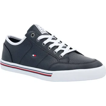 Pánská obuv Tommy Hilfiger Kůžoné plátěné tenisky CORE CORPORATE | Barva:tmavě modrá | Velikost:41