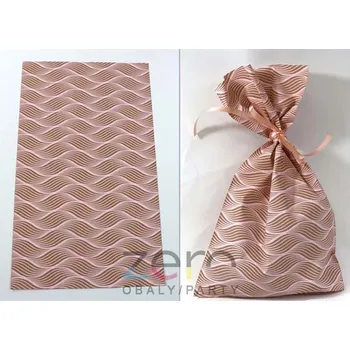 Dárková taška Sáček PP 20x35 cm - hnědo-růžové vlny