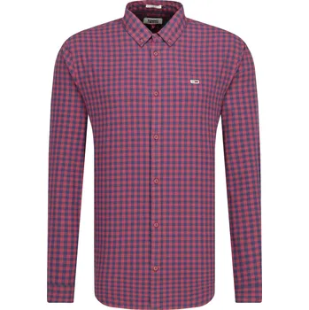 Pánská košile Tommy Jeans Košile TJM GINGHAM | Barva:vínový | Velikost:XXL